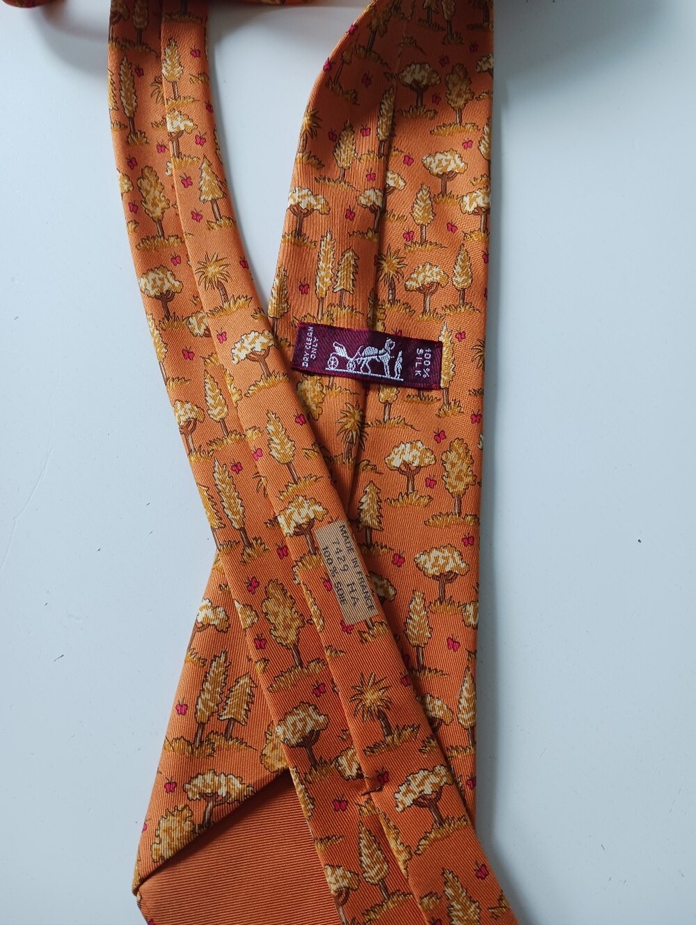 Hermes 7429 HA Vintage 1990s  Trees And Buterflies Silk Tie - Picture 14 of 14